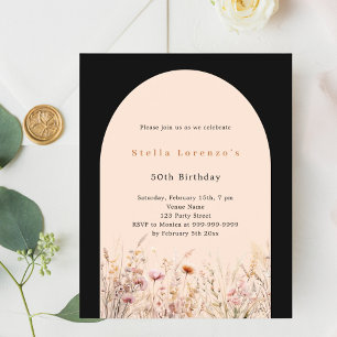 Black peach pink wildflower floral budget birthday