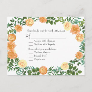 Black & Peach Wedding Modern Floral Postcard