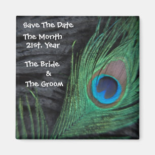 Black Peacock Wedding Magnets