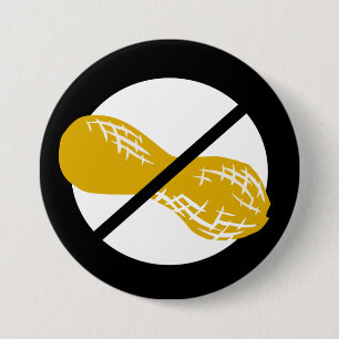 Black Peanut Free Nut Allergy Kids 7.5 Cm Round Badge