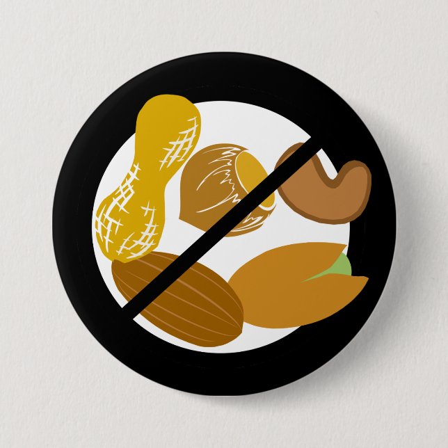 Black Peanut Tree Nut Free Nut Allergy Kids 7.5 Cm Round Badge (Front)