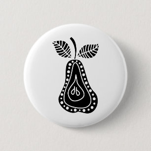 Black Pear 6 Cm Round Badge