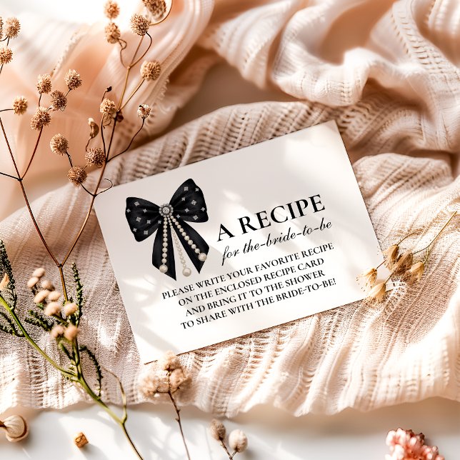 Black Pearl Bow Bridal Shower Enclosure Card (Creator Uploaded)