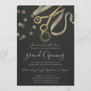 BLACK PEARL SILVER RIBBON CUTTING GRAND OPENING INVITATION