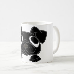 black peeking pug coffee mug