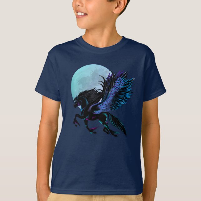 Black Pegasus and Blue Moon T-Shirt (Front)