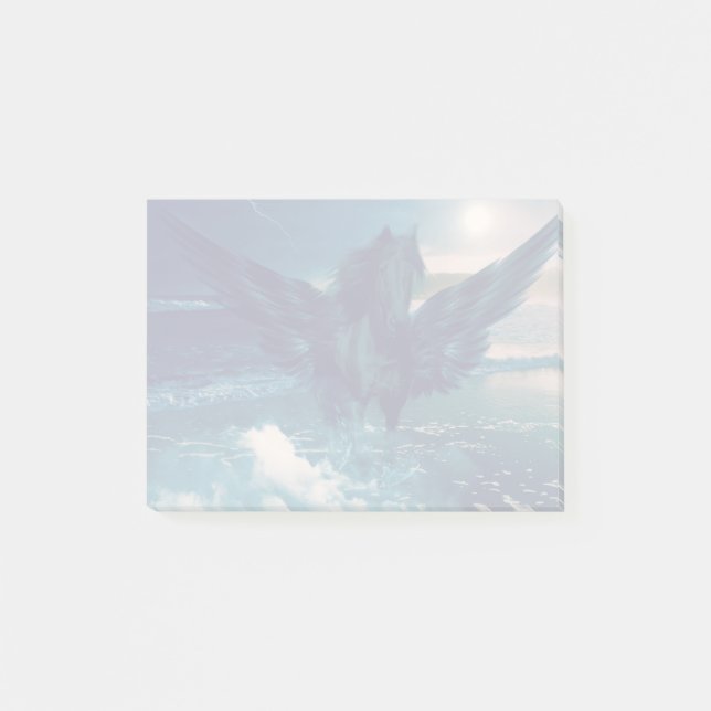 Black Pegasus Emerging From The Sea Post-it Notes (Front)