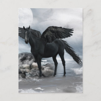 black Pegasus horse Postcard