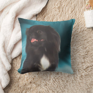 Black Pekingese Dog Art Cushion