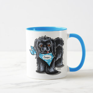 Black Pekingese Pet Name Personalised Blue Mug