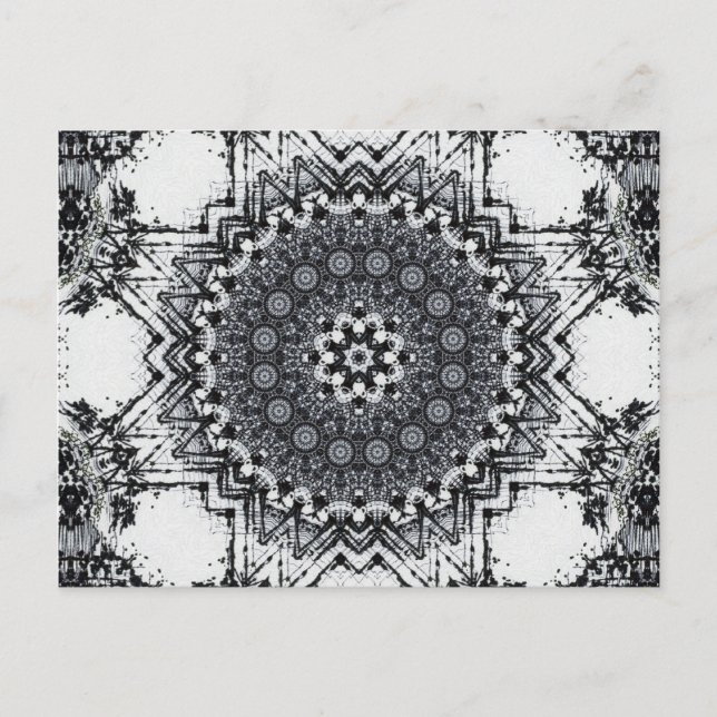 Black Pen Sketch Abstract Mandala Postcard (Front)