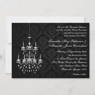 Black Pendant Light Chandelier Wedding Invitations