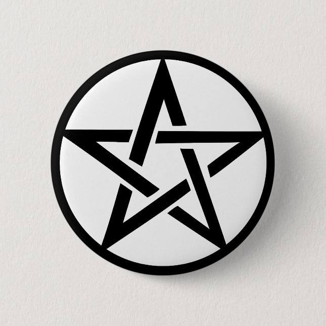 black pentacle pentagram ring 6 cm round badge (Front)