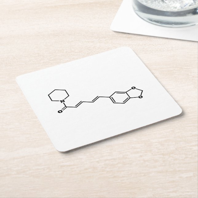Black Pepper Piperine Molecular Chemical Formula Square Paper Coaster (Angled)