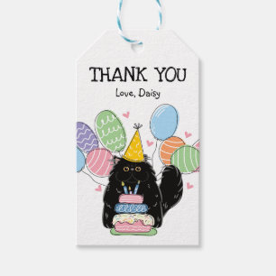 Black Persian Cat Birthday Party Favour Tags