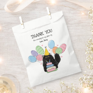 Black Persian Cat Birthday Thank You Favour Bag