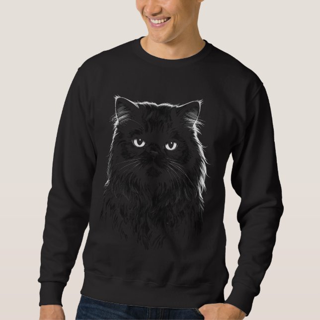 Black Persian Cat Dark Art Men's Sweater (Front)