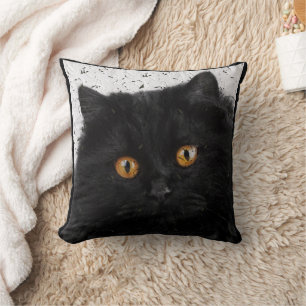 Black Persian Cat Face Cushion