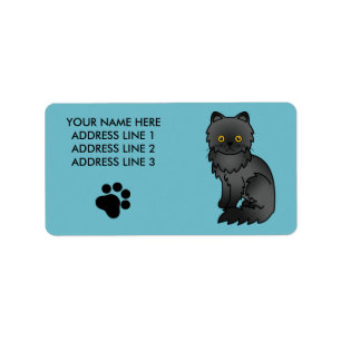 Black Persian Cat Label