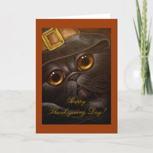 BLACK PERSIAN CAT THANKSGIVING Card