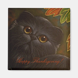 BLACK PERSIAN CAT - THANKSGIVING Magnet