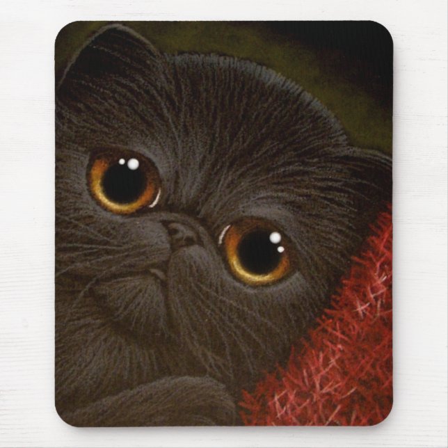 BLACK PERSIAN KITTEN CAT Mousepad (Front)
