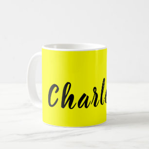 Black Personalise Name   Neon Yellow Colour Coffee Mug