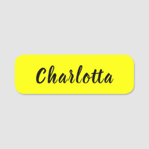 Black Personalise Name   Neon Yellow Colour Name Tag
