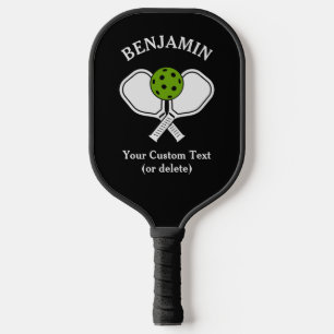 Black Personalise Pickleball Name, Logo and text  Pickleball Paddle