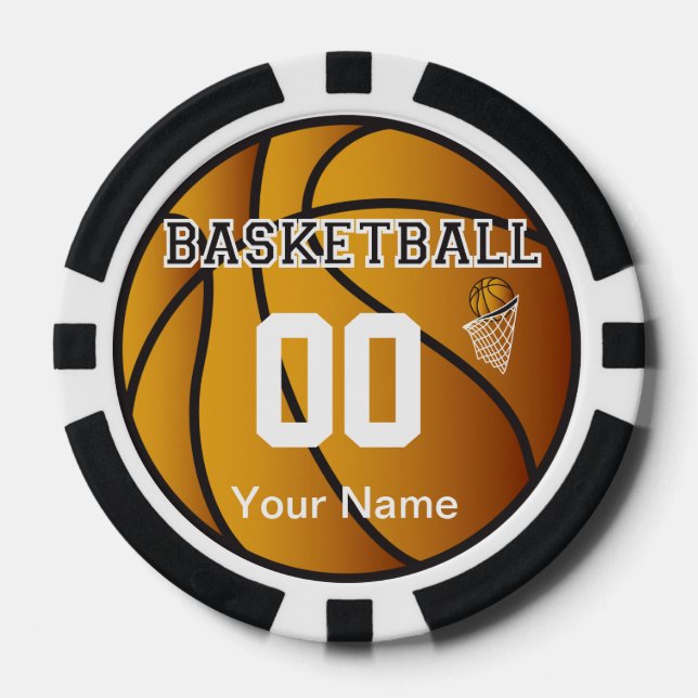 Black Personalised Basketball Poker Chips (Front)
