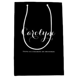 Black Personalised Bridesmaid Bridal Shower Medium Gift Bag