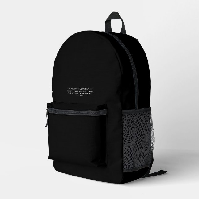Black | Personalised Business Logo and Text Printed Backpack (Back Corner Right)