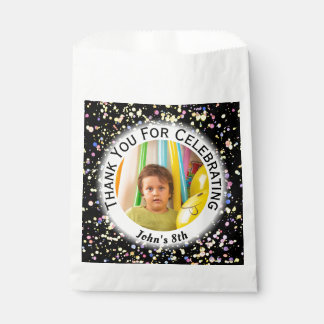 Black Personalised Confetti Child's Birthday Party Favour Bag