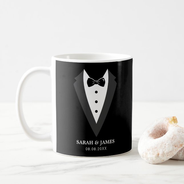 Black Personalised Groomsman Coffee Mug (With Donut)
