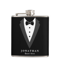 Black Personalised Groomsman Vinyl Wrapped Flask