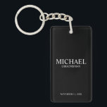 Black Personalised Groomsman's Name and Monogram Key Ring<br><div class="desc">Modern Personalised Groomsman Gifts
featuring personalised groomsman's name,  title and wedding date in white classic serif font style on black background.

Also perfect for Best Man,  Father of the Bride and more.</div>