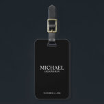 Black Personalised Groomsman's Name and Monogram Luggage Tag<br><div class="desc">Modern Personalised Groomsman Gifts
featuring personalised groomsman's name,  title and wedding date in white classic serif font style on black background.

Also perfect for Best Man,  Father of the Bride and more.</div>