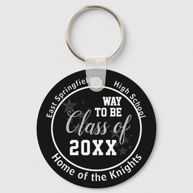 Black Personalised High School Class of 2023 Key Ring (Front)