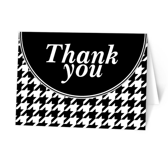 Black Personalised Houndstooth Thank You cards (Creator Uploaded)