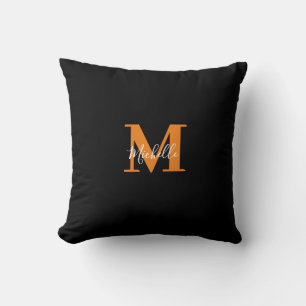 Black Personalised Initials and Name Monogram Cushion