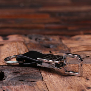 Black Personalised Leather Monogrammed Key Chain