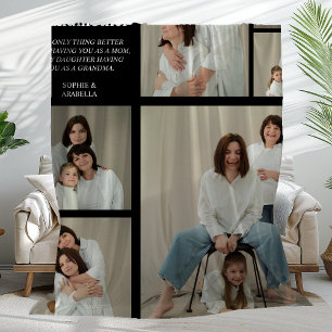 Black Personalised Modern Mum   6 Photo Fleece Blanket
