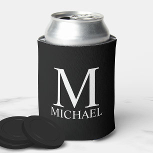 Black Personalised Monogram and Name Can Cooler