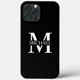 Black Personalised Monogram and Name iPhone 13 Pro Max Case