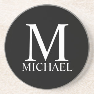 Black Personalised Monogram and Name Coaster