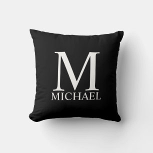 Black Personalised Monogram and Name Cushion