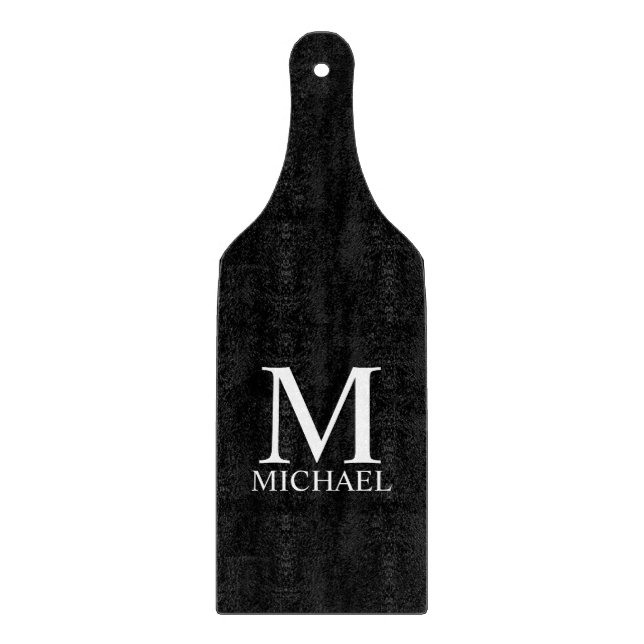 Black Personalised Monogram and Name Cutting Board (Front)