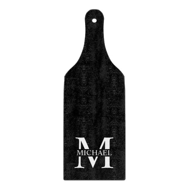 Black Personalised Monogram and Name Cutting Board (Front)