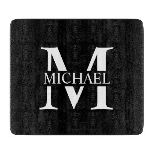Black Personalised Monogram and Name Cutting Board