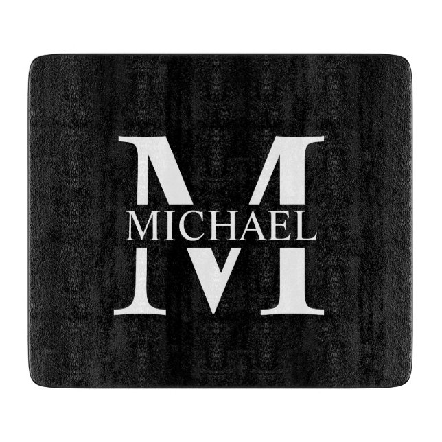 Black Personalised Monogram and Name Cutting Board (Front)